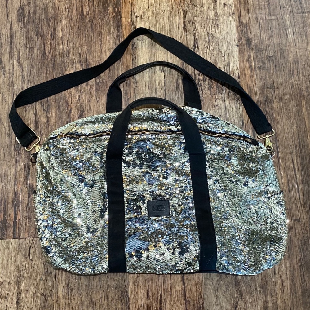 VS PINK - Large gold sparkly duffel bag